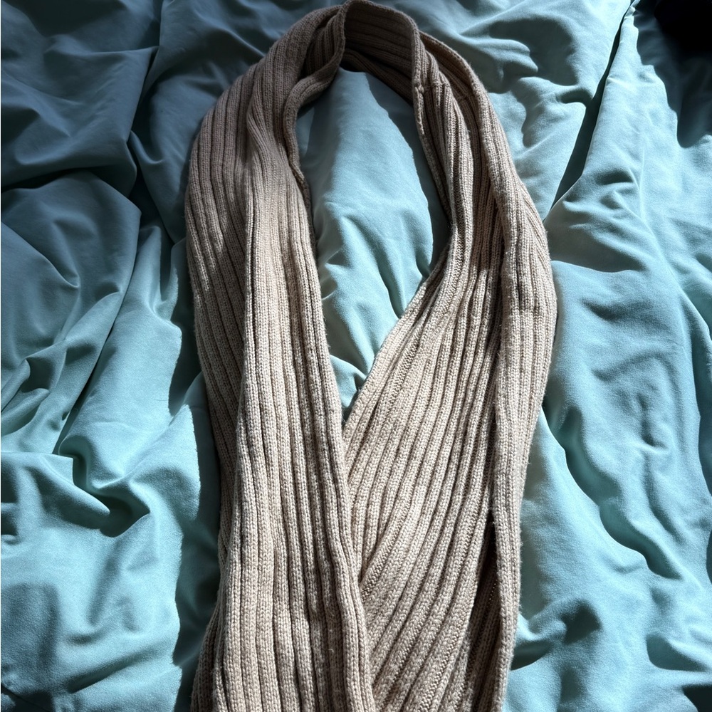 Beige Ribbed Infinity Scarf